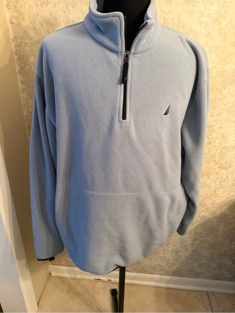 Nautica Men's Light Blue Quarter-Zip Fleece Pullover